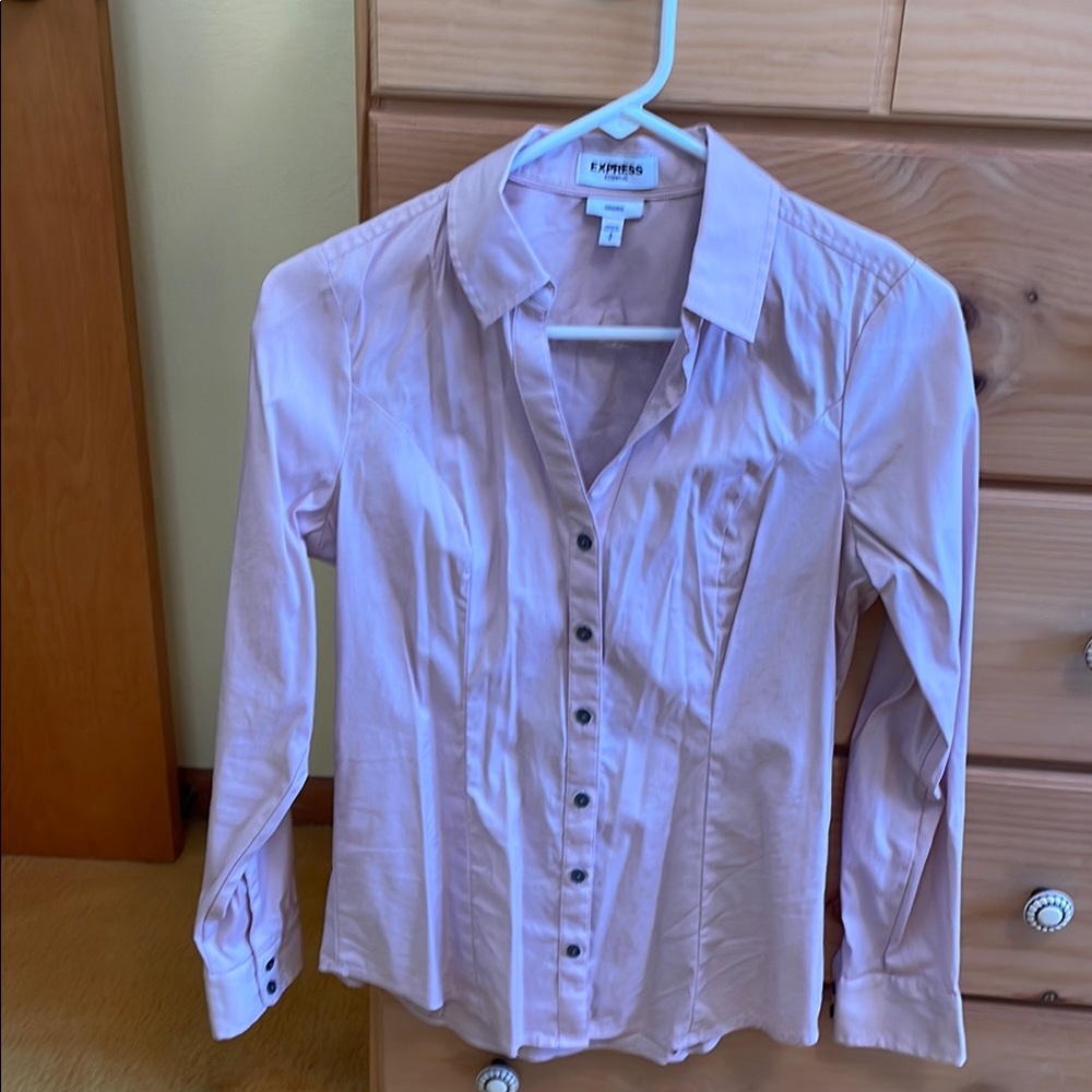 Express Women's Pink Button-Up Shirt